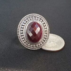 Nicky Butler NB 925 Sterling Silver Oval Red Corundum Ruby Size 6 Ring India